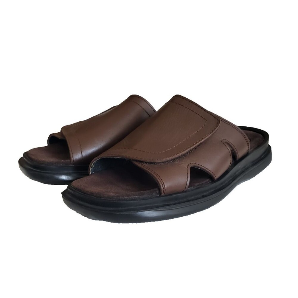 Hitchcock Slide Sandal Mens Sz 12 Extra Wide 3E Brown Leather Slides Shoes